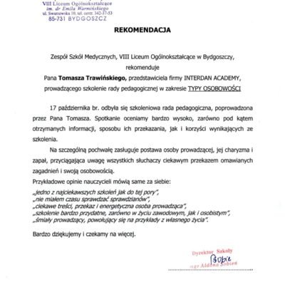 Zespół Szkół Medycznych, VIII LO w Bydgoszczy