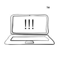 laptop z wykrzyknikami na ekranie